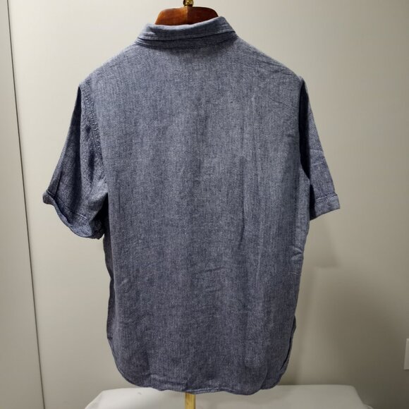 ROCAWEAR CLASSIC MENS SHORT SLEEVE LINEN MIX BLUE SHIRT SIZE L - Picture 4 of 5